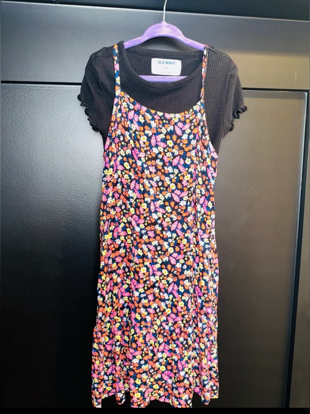 Old Navy Girls' Black Floral Slip Dress